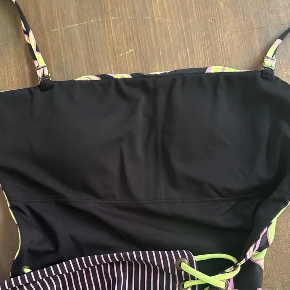 Maaji Black and Green One Piece Swimsuit with Adjustable Ties - Picture 6 of 12